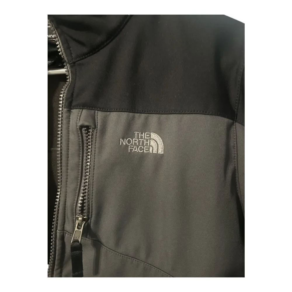North Face Boys Gray/Black Soft Shell Fleece Lined Jacket, Large 14/16